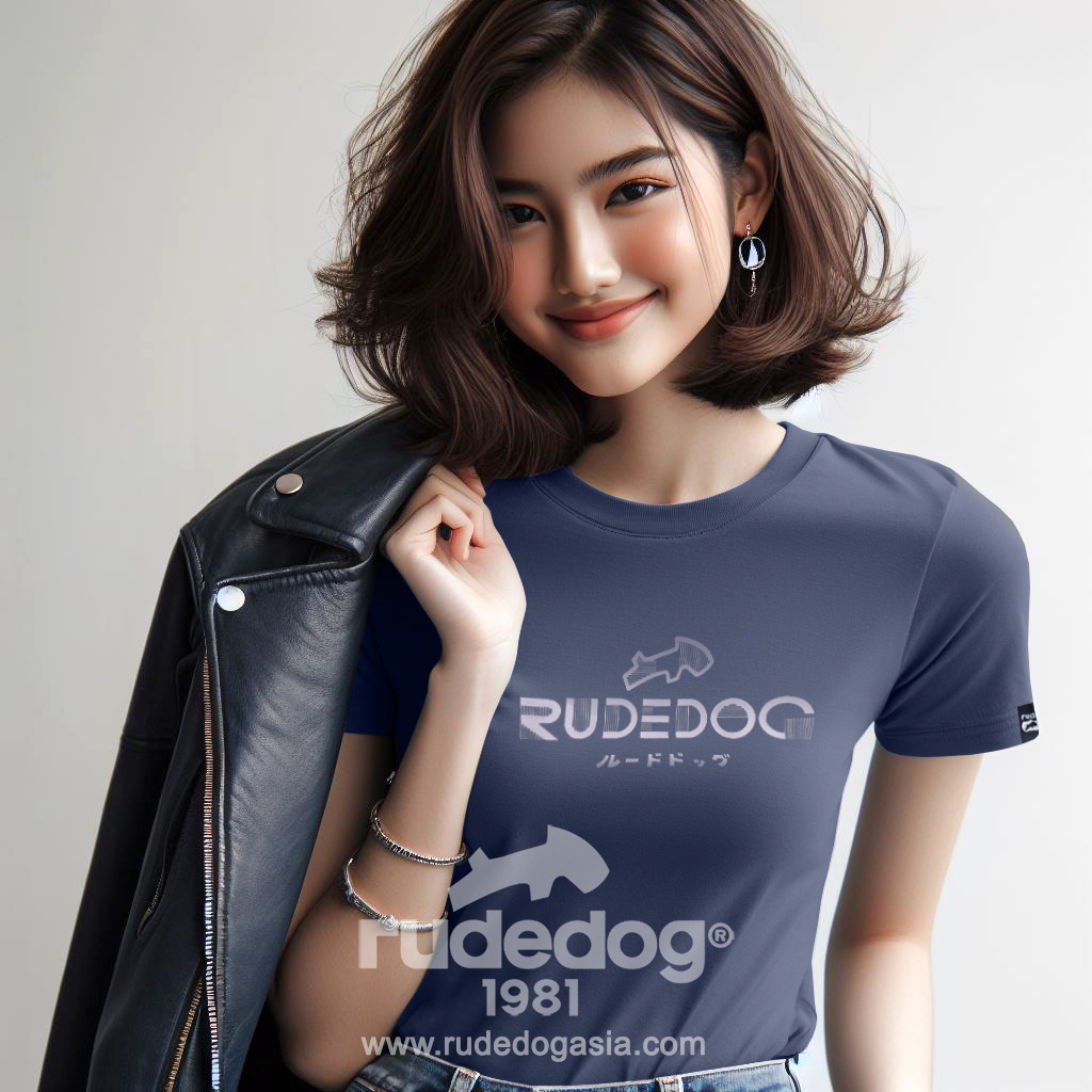 เสื้อยืด rudedog รุ่น LINE UP สีกรมท่า ผู้หญิง