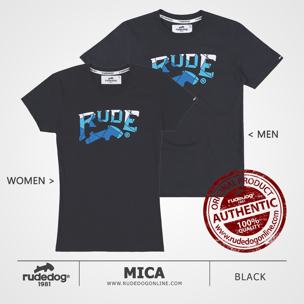 เสื้อยืด rudedog รุ่น Mica สีดำ