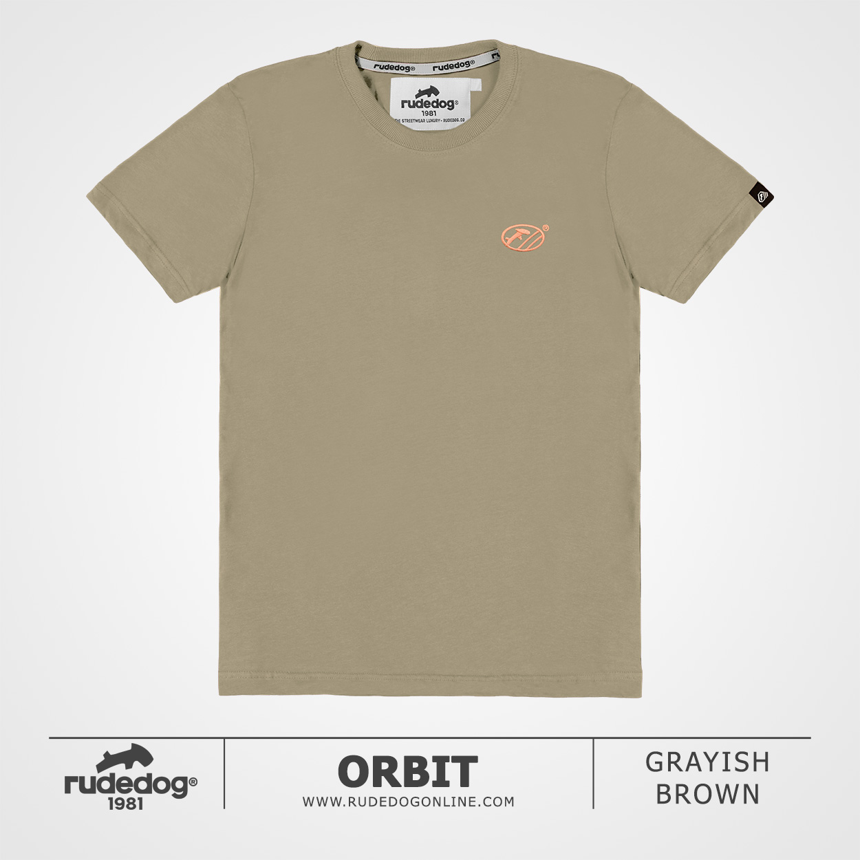 เสื้อยืด rudedog รุ่น Orbit สีน้ำตาลอมเทา