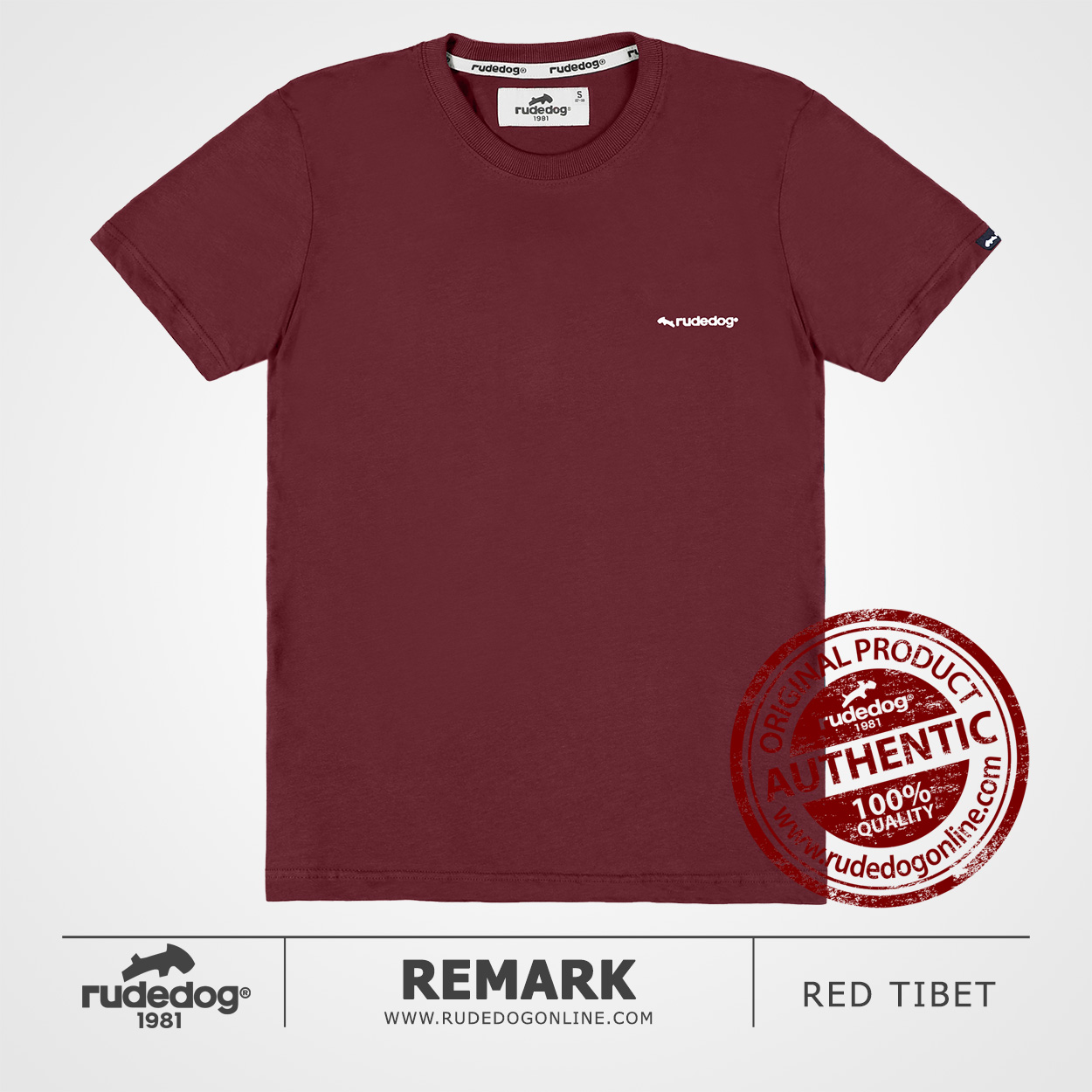 เสื้อยืด rudedog รุ่น Remark สีแดงทิเบต