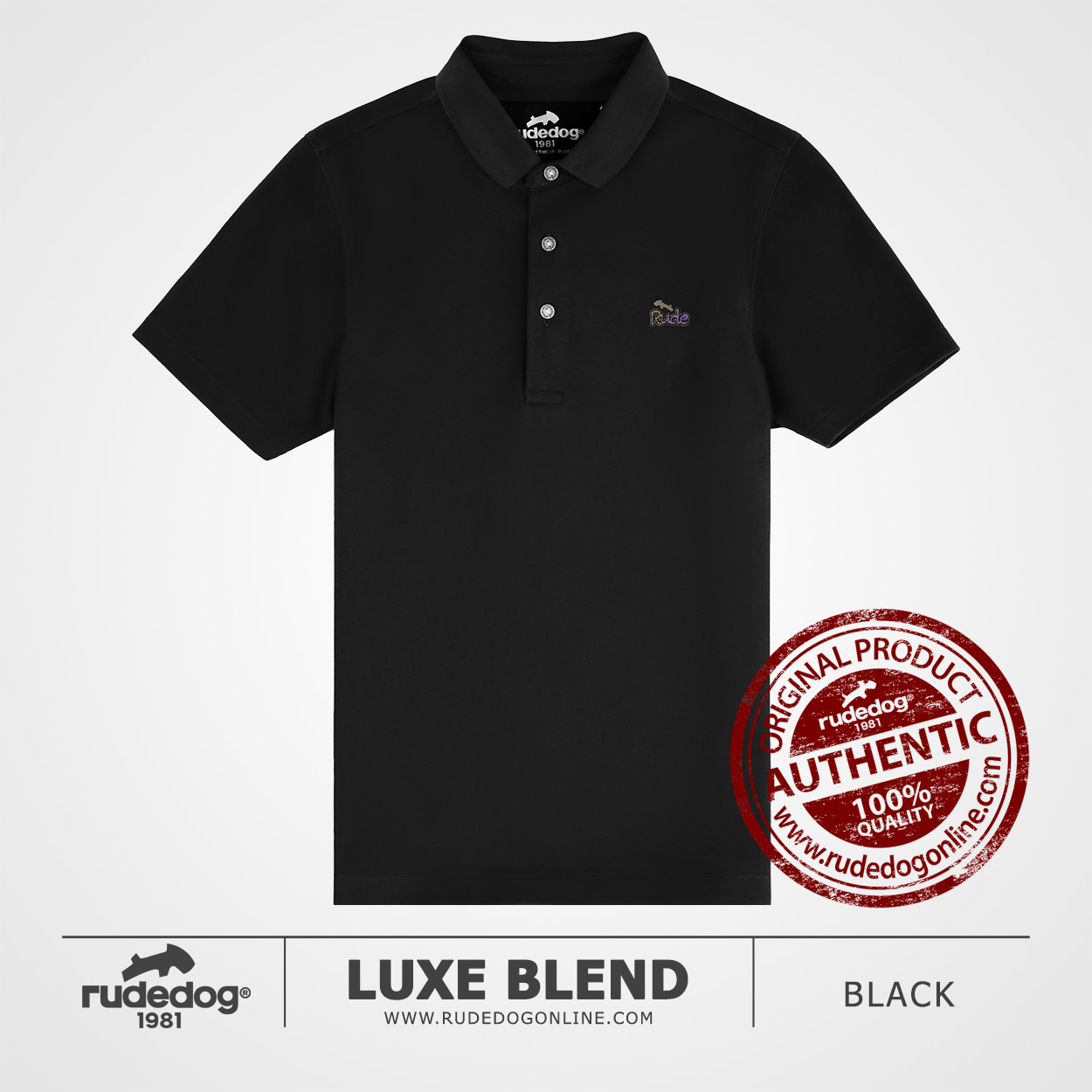 เสื้อโปโล rudedog รุ่น LUXE BLEND สีดำ