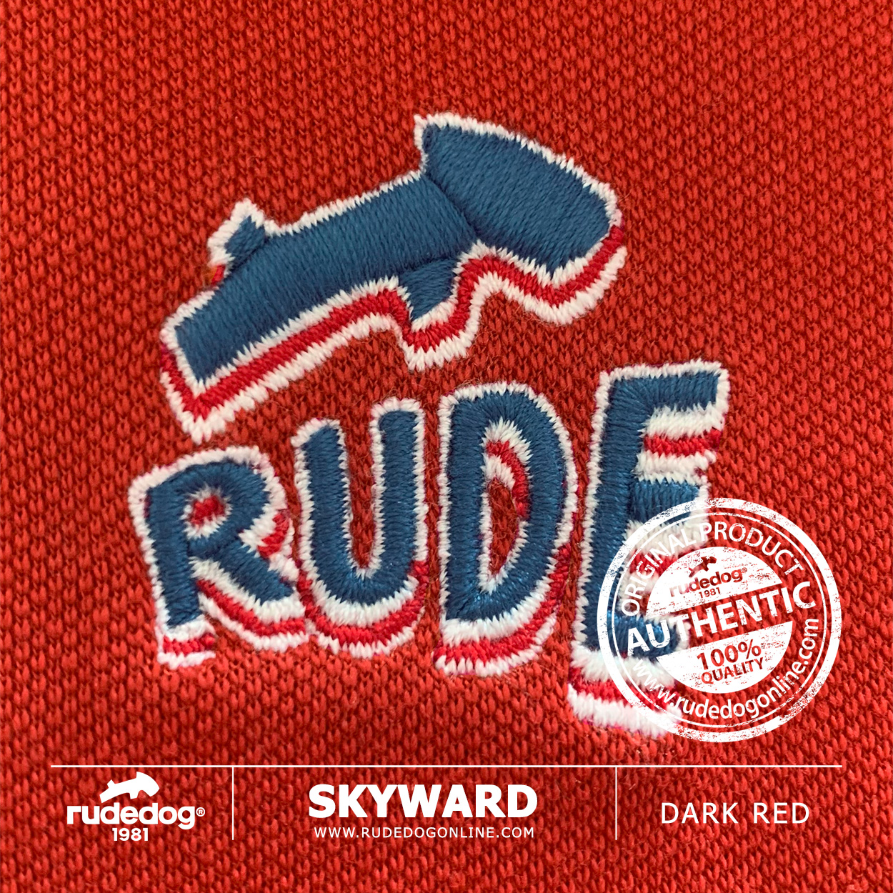 เสื้อโปโล rudedog รุ่น SKYWARD สีแดงเข้ม