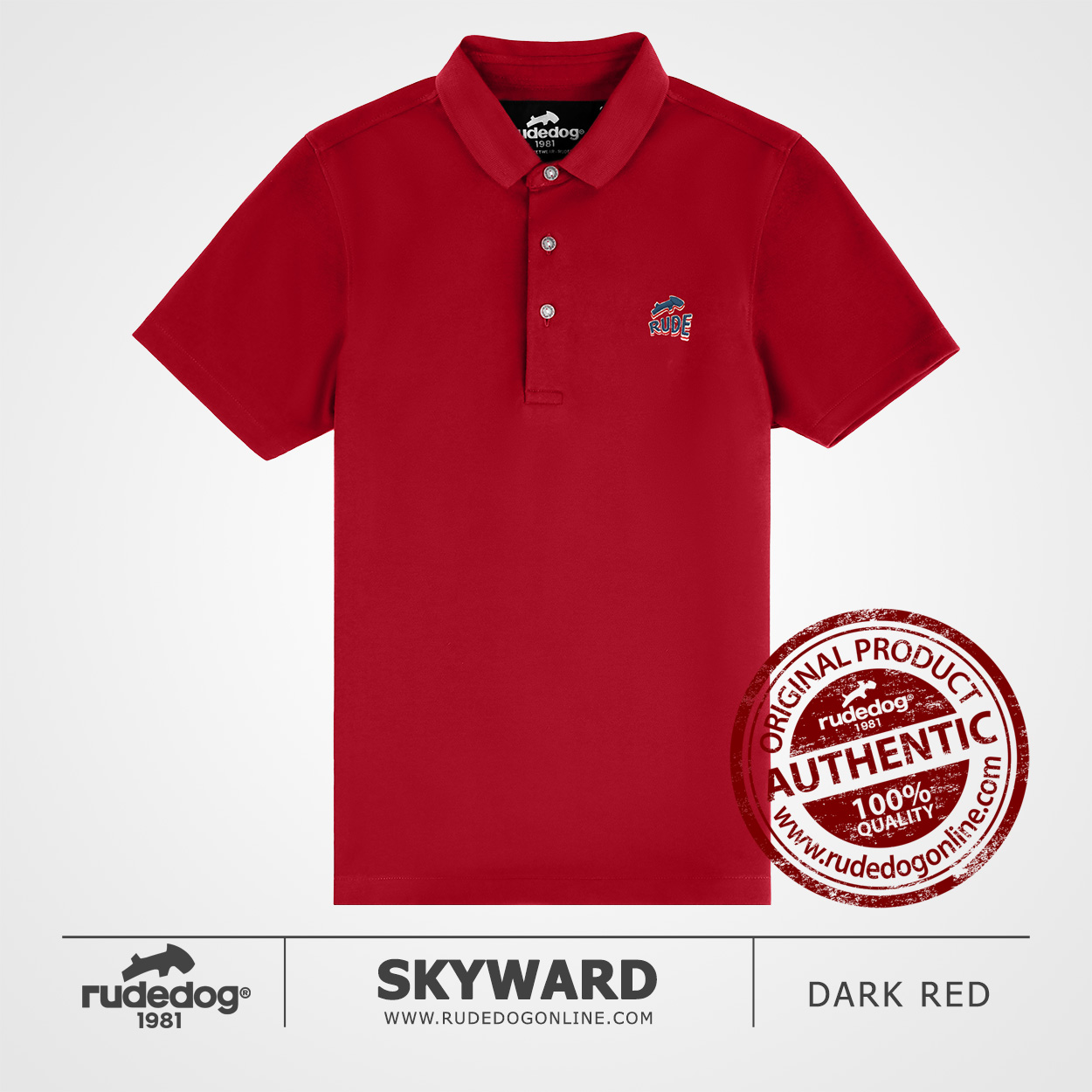 เสื้อโปโล rudedog รุ่น SKYWARD สีแดงเข้ม