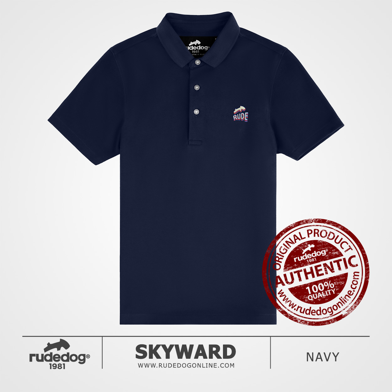 เสื้อโปโล rudedog รุ่น SKYWARD สีกรมท่า